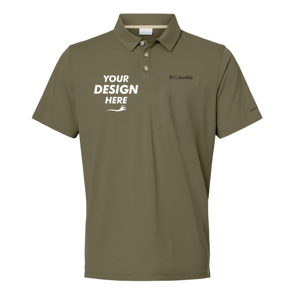 Columbia Men's Tech Trail™ Utility Polo, Stone Green, Front view, Mockup