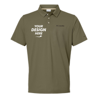 Columbia Men's Tech Trail™ Utility Polo, Stone Green, Front view, Mockup
