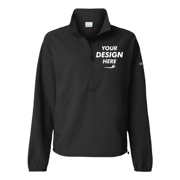 Columbia Women's Sucker for Summer™ Half-Zip Pullover, Black, Front view, Mockup