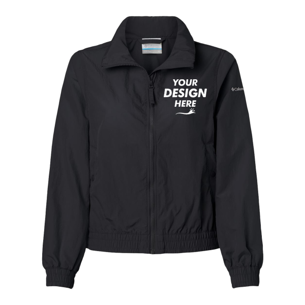 Columbia Women's Time Is Right™ II Windbreaker, Black, Front view, Mockup