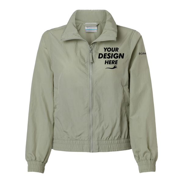 Columbia Women's Time Is Right™ II Windbreaker, Safari, Front view, Mockup