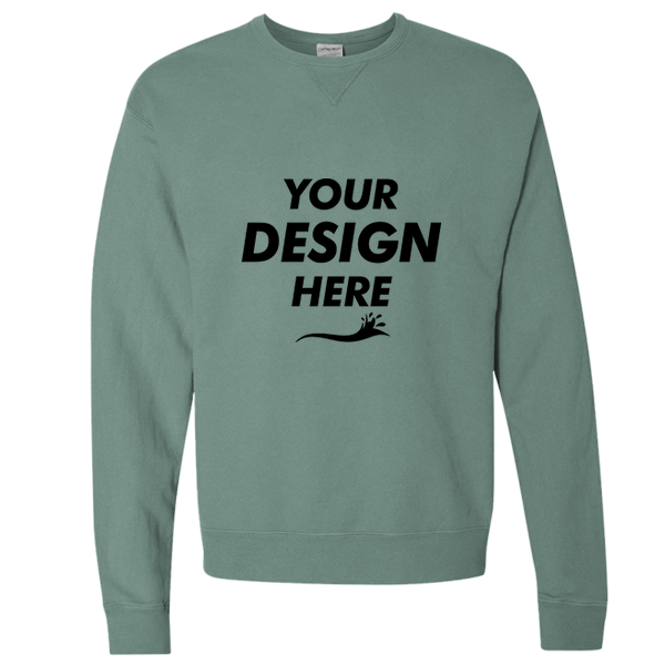 ComfortWash by Hanes Unisex Garment-Dyed Crewneck Sweatshirt, Cypress Green, Front view, Mockup
