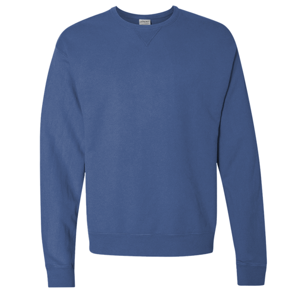 ComfortWash by Hanes Unisex Garment-Dyed Crewneck Sweatshirt, Deep Forte Blue, Front view