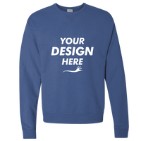 ComfortWash by Hanes Unisex Garment-Dyed Crewneck Sweatshirt, Deep Forte Blue, Front view, Mockup