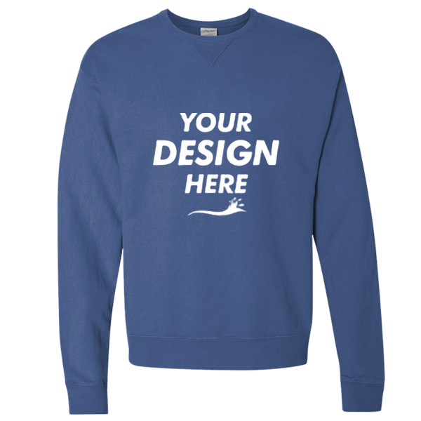 ComfortWash by Hanes Unisex Garment-Dyed Crewneck Sweatshirt, Deep Forte Blue, Front view, Mockup