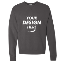ComfortWash by Hanes Unisex Garment-Dyed Crewneck Sweatshirt, New Railroad Grey, Front view, Mockup