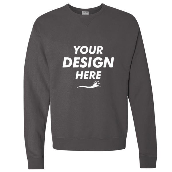 ComfortWash by Hanes Unisex Garment-Dyed Crewneck Sweatshirt, New Railroad Grey, Front view, Mockup
