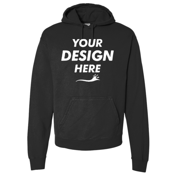 ComfortWash by Hanes Unisex Garment-Dyed Hooded Sweatshirt, Black, Front view, Mockup