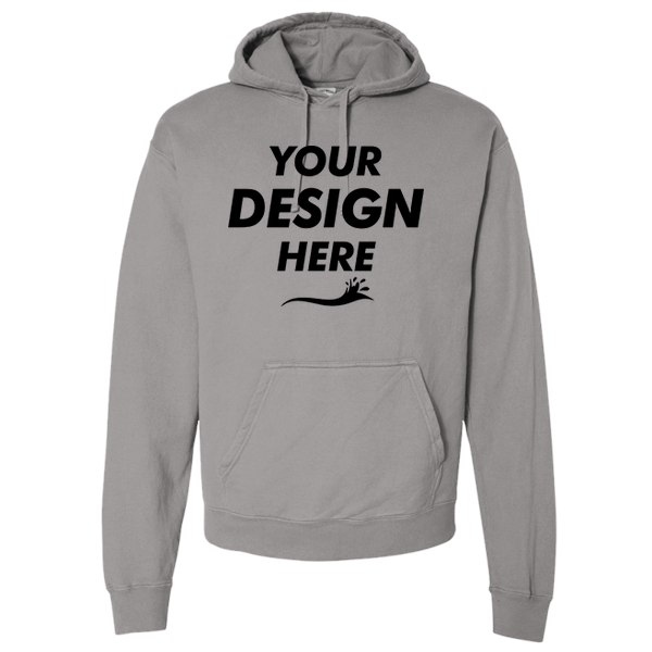 ComfortWash by Hanes Unisex Garment-Dyed Hooded Sweatshirt, Concrete Grey, Front view, Mockup