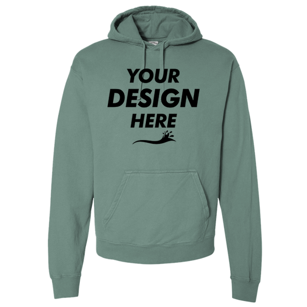 ComfortWash by Hanes Unisex Garment-Dyed Hooded Sweatshirt, Cypress Green, Front view, Mockup