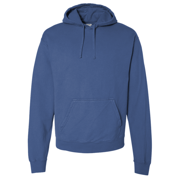 ComfortWash by Hanes Unisex Garment-Dyed Hooded Sweatshirt, Deep Forte Blue, Front view