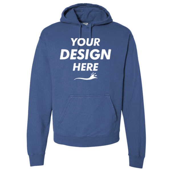 ComfortWash by Hanes Unisex Garment-Dyed Hooded Sweatshirt, Deep Forte Blue, Front view, Mockup