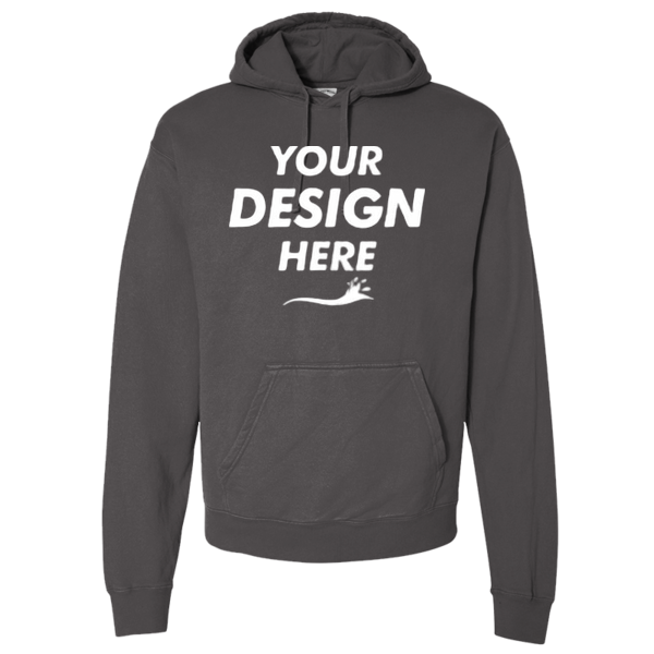 ComfortWash by Hanes Unisex Garment-Dyed Hooded Sweatshirt, New Railroad Grey, Front view, Mockup