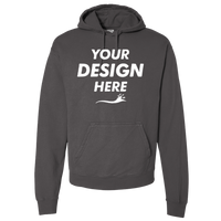 ComfortWash by Hanes Unisex Garment-Dyed Hooded Sweatshirt, New Railroad Grey, Front view, Mockup