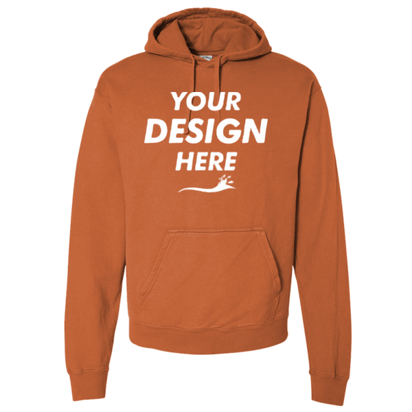 ComfortWash by Hanes Unisex Garment-Dyed Hooded Sweatshirt, Texas Orange, Front view, Mockup