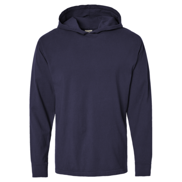 ComfortWash by Hanes Unisex Garment-Dyed Jersey Hooded Long Sleeve T-Shirt, Anchor Slate, Front view