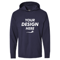 ComfortWash by Hanes Unisex Garment-Dyed Jersey Hooded Long Sleeve T-Shirt, Anchor Slate, Front view, Mockup