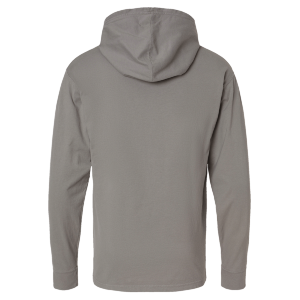 ComfortWash by Hanes Unisex Garment-Dyed Jersey Hooded Long Sleeve T-Shirt, Concrete Grey, Back view