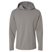 ComfortWash by Hanes Unisex Garment-Dyed Jersey Hooded Long Sleeve T-Shirt, Concrete Grey, Front view