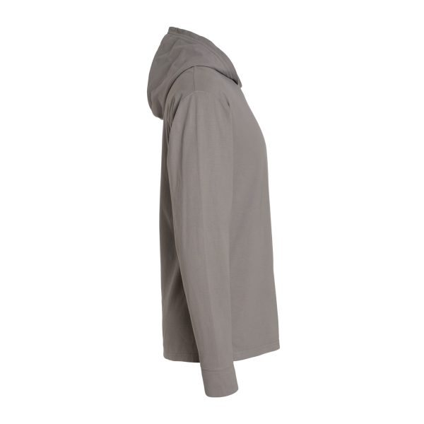 ComfortWash by Hanes Unisex Garment-Dyed Jersey Hooded Long Sleeve T-Shirt, Concrete Grey, Right Sleeve view