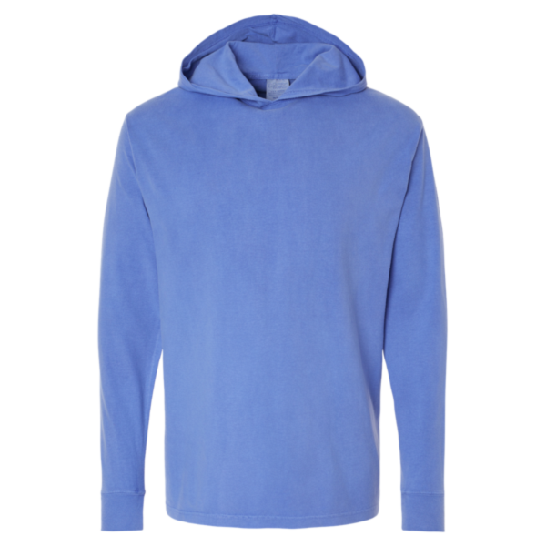 ComfortWash by Hanes Unisex Garment-Dyed Jersey Hooded Long Sleeve T-Shirt, Deep Forte Blue, Front view