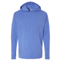ComfortWash by Hanes Unisex Garment-Dyed Jersey Hooded Long Sleeve T-Shirt, Deep Forte Blue, Front view