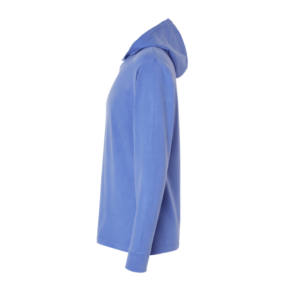 ComfortWash by Hanes Unisex Garment-Dyed Jersey Hooded Long Sleeve T-Shirt, Deep Forte Blue, Left Sleeve view