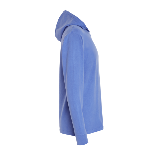 ComfortWash by Hanes Unisex Garment-Dyed Jersey Hooded Long Sleeve T-Shirt, Deep Forte Blue, Right Sleeve view