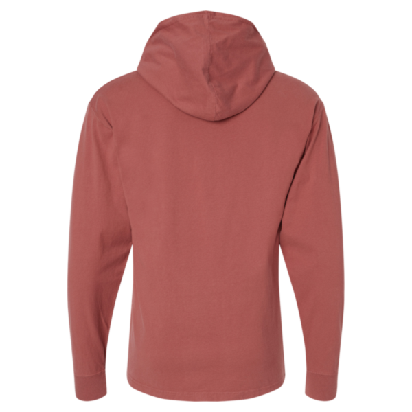 ComfortWash by Hanes Unisex Garment-Dyed Jersey Hooded Long Sleeve T-Shirt, Nantucket Red, Back view