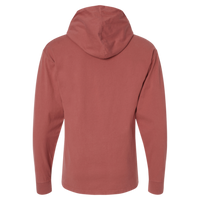 ComfortWash by Hanes Unisex Garment-Dyed Jersey Hooded Long Sleeve T-Shirt, Nantucket Red, Back view