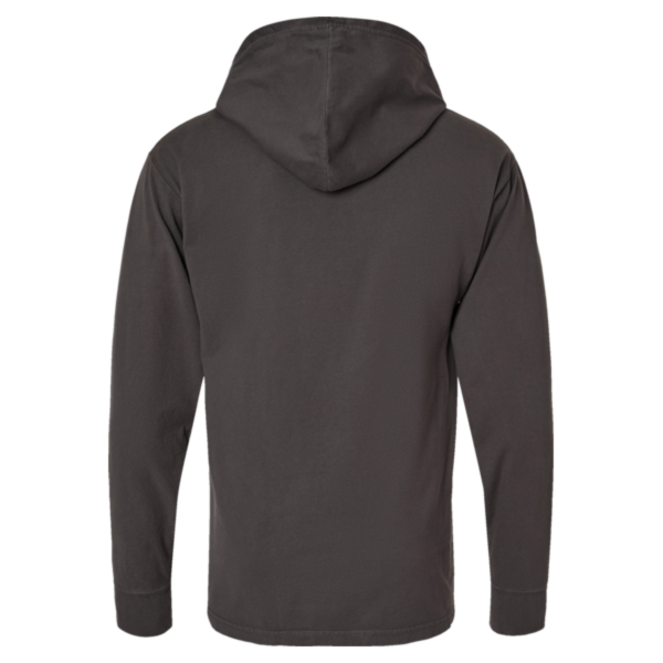 ComfortWash by Hanes Unisex Garment-Dyed Jersey Hooded Long Sleeve T-Shirt, New Railroad Grey, Back view