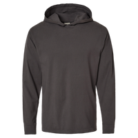 ComfortWash by Hanes Unisex Garment-Dyed Jersey Hooded Long Sleeve T-Shirt, New Railroad Grey, Front view
