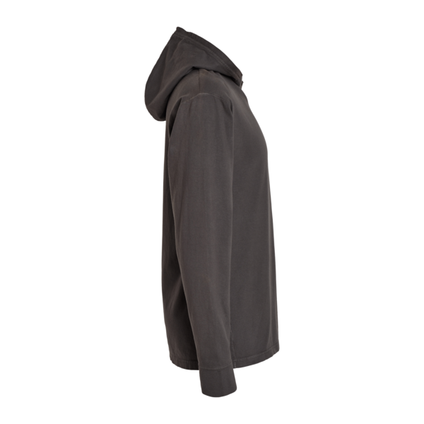 ComfortWash by Hanes Unisex Garment-Dyed Jersey Hooded Long Sleeve T-Shirt, New Railroad Grey, Right Sleeve view