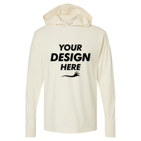 ComfortWash by Hanes Unisex Garment-Dyed Jersey Hooded Long Sleeve T-Shirt, Parchment, Front view, Mockup