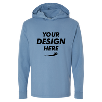 ComfortWash by Hanes Unisex Garment-Dyed Jersey Hooded Long Sleeve T-Shirt, Saltwater, Front view, Mockup