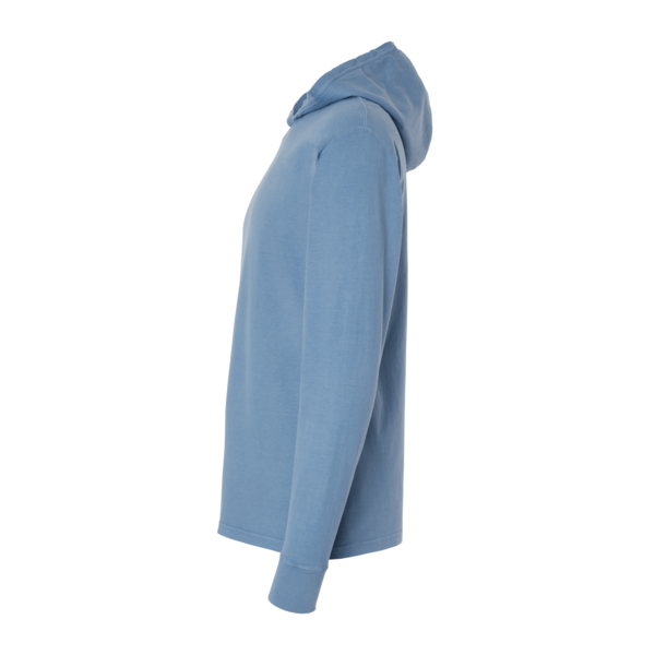 ComfortWash by Hanes Unisex Garment-Dyed Jersey Hooded Long Sleeve T-Shirt, Saltwater, Left Sleeve view