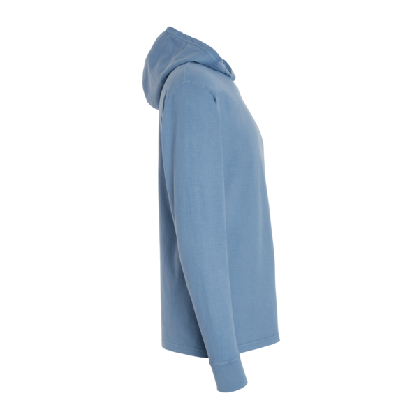 ComfortWash by Hanes Unisex Garment-Dyed Jersey Hooded Long Sleeve T-Shirt, Saltwater, Right Sleeve view