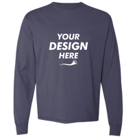 ComfortWash by Hanes Unisex Garment-Dyed Long Sleeve T-Shirt, Anchor Slate, Front view, Mockup