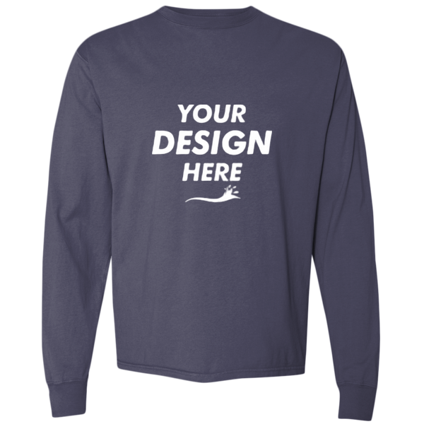 ComfortWash by Hanes Unisex Garment-Dyed Long Sleeve T-Shirt, Anchor Slate, Front view, Mockup