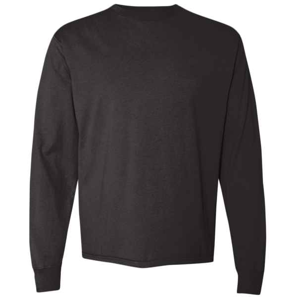 ComfortWash by Hanes Unisex Garment-Dyed Long Sleeve T-Shirt, Black, Front view
