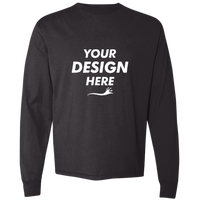 ComfortWash by Hanes Unisex Garment-Dyed Long Sleeve T-Shirt, Black, Front view, Mockup