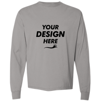 ComfortWash by Hanes Unisex Garment-Dyed Long Sleeve T-Shirt, Concrete Grey, Front view, Mockup