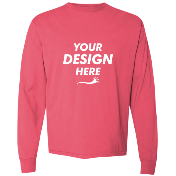 ComfortWash by Hanes Unisex Garment-Dyed Long Sleeve T-Shirt, Crimson Fall, Front view, Mockup