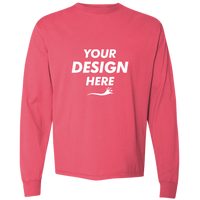 ComfortWash by Hanes Unisex Garment-Dyed Long Sleeve T-Shirt, Crimson Fall, Front view, Mockup