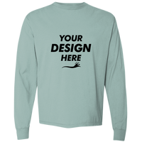 ComfortWash by Hanes Unisex Garment-Dyed Long Sleeve T-Shirt, Cypress Green, Front view, Mockup