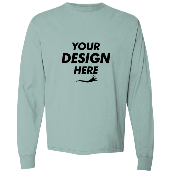 ComfortWash by Hanes Unisex Garment-Dyed Long Sleeve T-Shirt, Cypress Green, Front view, Mockup
