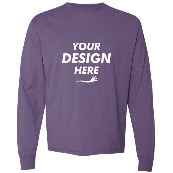 ComfortWash by Hanes Unisex Garment-Dyed Long Sleeve T-Shirt, Grape Soda, Front view, Mockup