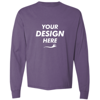 ComfortWash by Hanes Unisex Garment-Dyed Long Sleeve T-Shirt, Grape Soda, Front view, Mockup