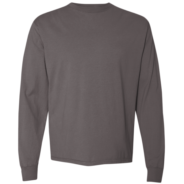 ComfortWash by Hanes Unisex Garment-Dyed Long Sleeve T-Shirt, New Railroad Grey, Front view