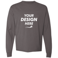 ComfortWash by Hanes Unisex Garment-Dyed Long Sleeve T-Shirt, New Railroad Grey, Front view, Mockup